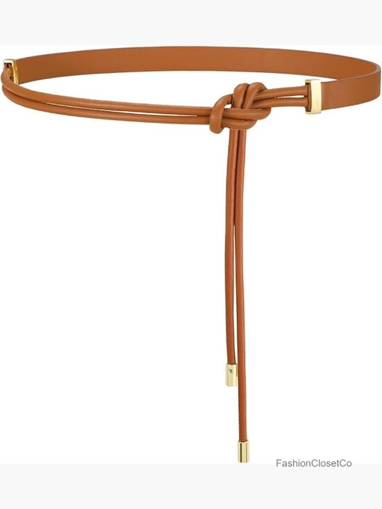 Women Faux Leather Knotted Thin Waist Belt for Dresses Jeans Pants main image 5